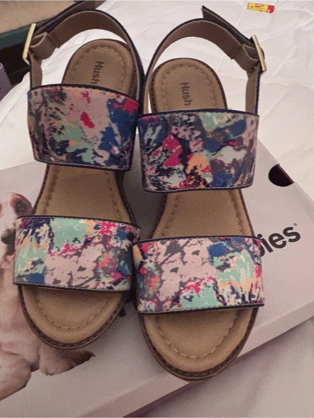Hush Puppies Women’s Multicolor Abstract Print Wedge Sandals